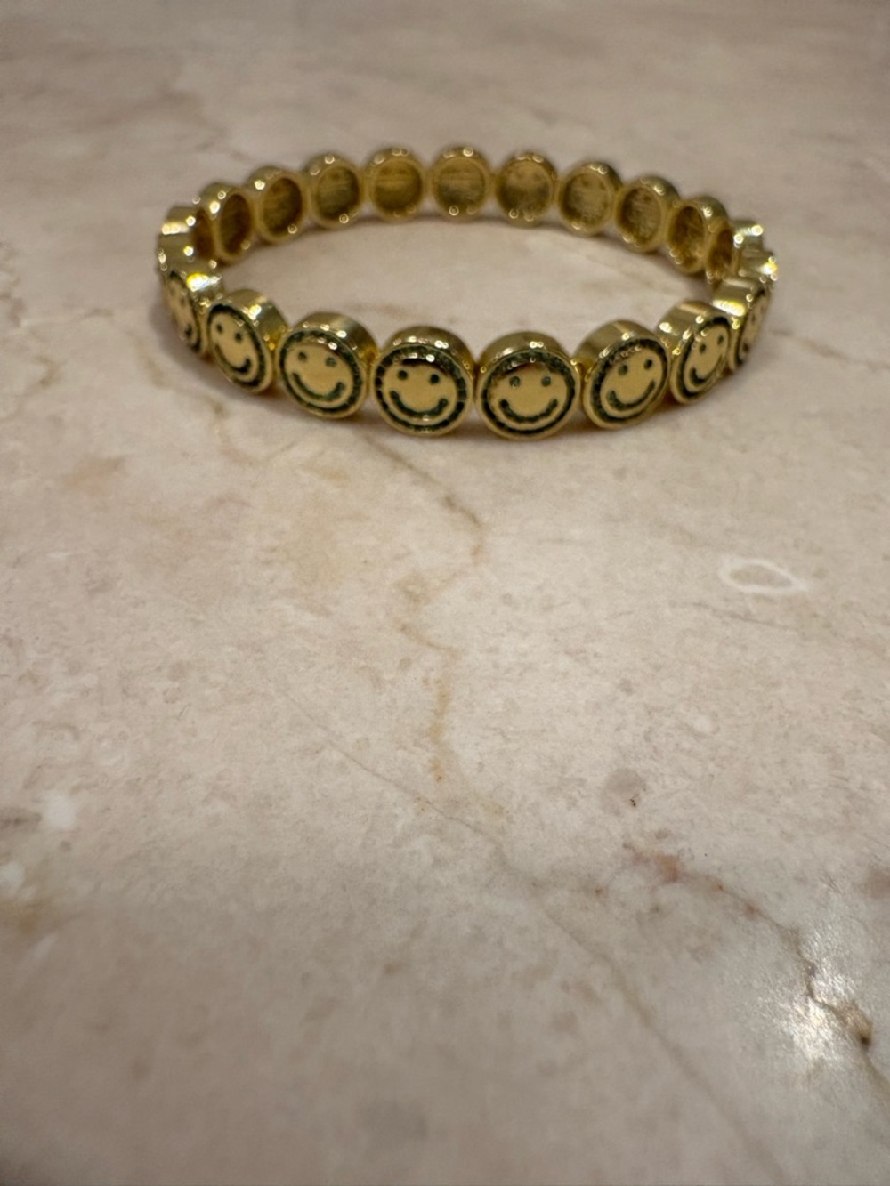 Gold Smiley Face Stretch Bracelet for Women size 7